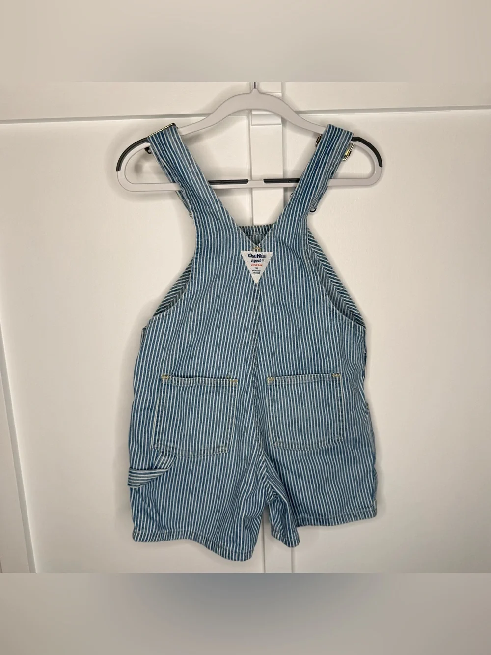 Vtg Oshkosh B'Gosh Railroad Striped Denim Cotton Overalls Size 4T